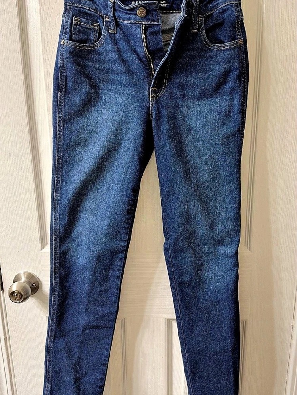 Old Navy Mid-Rise Rockstar Super-Skinny Jeans Blue Skinny Jeans Like New